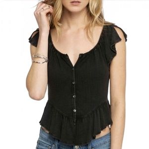 Free People Black Ruffle Tank Top